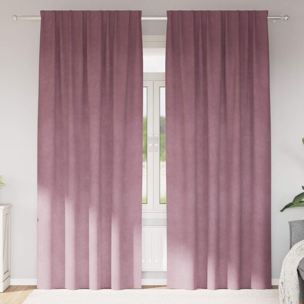 vidaXL Myrkratj&ouml;ld 2 pcs D&ouml;kk bleik 140 x 245 cm Flauel