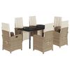 vidaXL 7 Hluta Gar&eth;bor&eth;sett me&eth; Sessum Drappa&eth; P&oacute;l&yacute;rattan