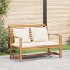 vidaXL Bekkur Br&uacute;nn og Rj&oacute;ma 110 x 66 x 76 cm Solid teak vi&eth;ur