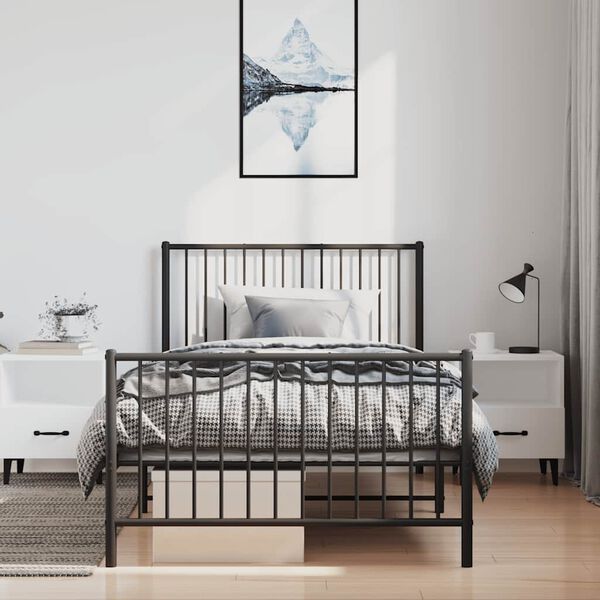 vidaXL R&uacute;mgrind &uacute;r M&aacute;lmi me&eth; H&ouml;fu&eth;gafli & F&oacute;tagafli Sv&ouml;rt 100x190 cm