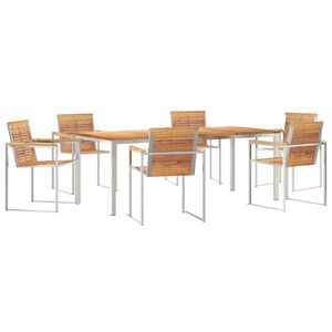 vidaXL Garður borðsett 7 pcs Brúnn Solid teak viður