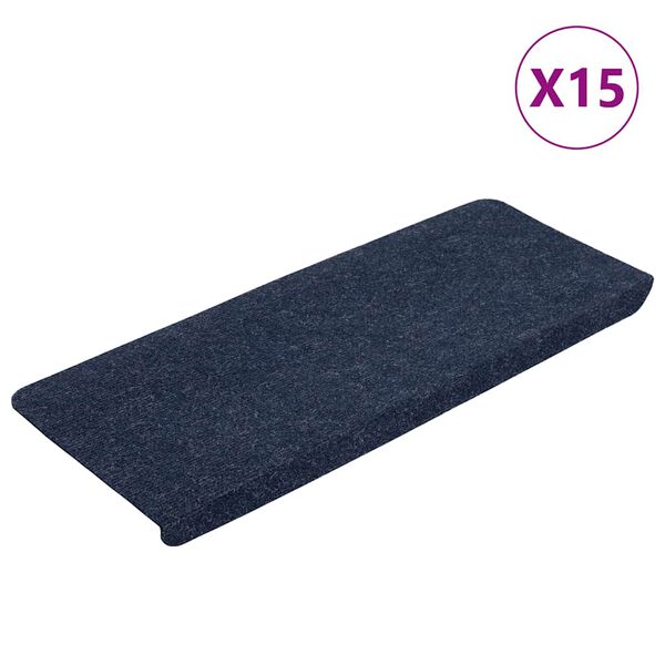 vidaXL Þrepamottur Sjálflímandi 15 stk. 65x24,5x3,5 cm Blár