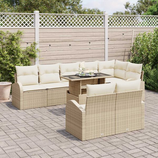 vidaXL Gar&eth;s&oacute;fa sett me&eth; p&uacute;&eth;i 9 pcs Drapplita&eth;ur Poly rattan
