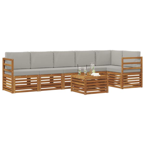 vidaXL S&oacute;fasett 7 pcs N&aacute;tt&uacute;rulegt og Lj&oacute;st Gr&aacute;tt Hrein akas&iacute;utr&eacute;