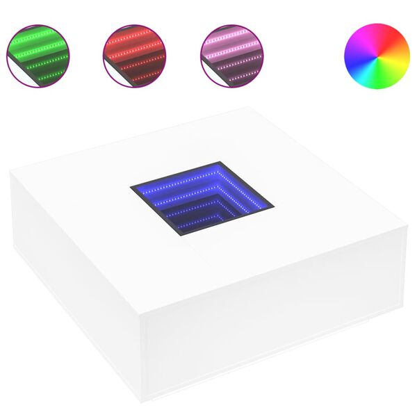 vidaXL Sófaborð með Óendanleika LED Hvítt 100x100x40 cm