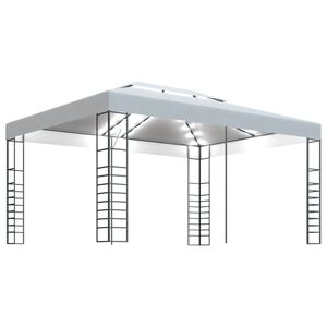 vidaXL Gazebo me&eth; LED strengjalj&oacute;sum 4x3x2,7 m Hv&iacute;tt
