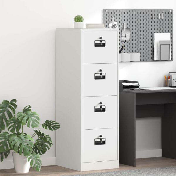 vidaXL Skjalask&aacute;pur 2 pcs Hv&iacute;tt 44 x 50 x 139 cm Kaldvalsa&eth; St&aacute;l