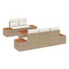 vidaXL Gar&eth;s&oacute;fa sett me&eth; p&uacute;&eth;i 6 pcs Drapplita&eth;ur Poly rattan