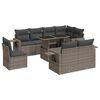 vidaXL 9 Hluta Gar&eth;s&oacute;fasett me&eth; Sessum Gr&aacute;r P&oacute;l&yacute;rattan