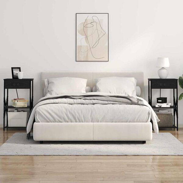 vidaXL Noat&ouml;flu sk&aacute;pur Svartur Eik 41 x 31 x 76 cm Samsettur vi&eth;ur