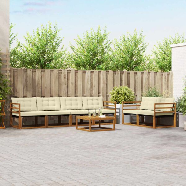 vidaXL &Uacute;ti s&oacute;fasett me&eth; p&uacute;&eth;i 7 pcs N&aacute;tt&uacute;rulegt og Krem