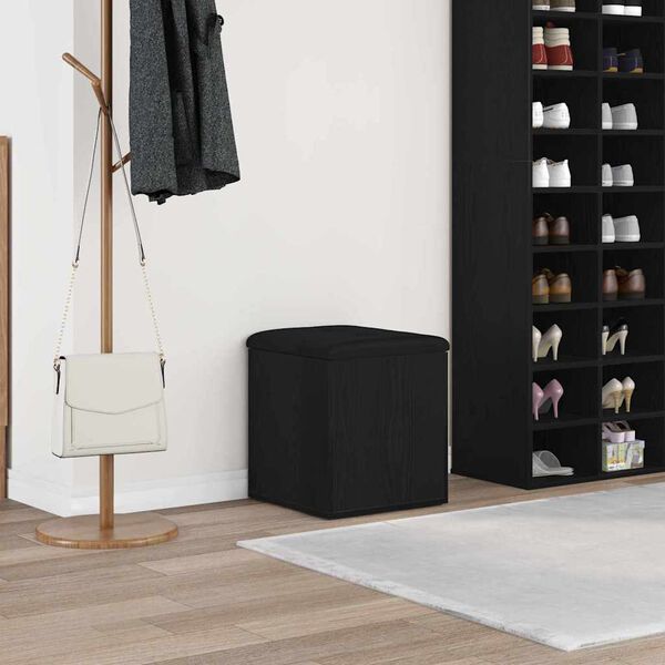 vidaXL Geymslubekkur Svartur Eik 42 x 42 x 45 cm Samsettur vi&eth;ur