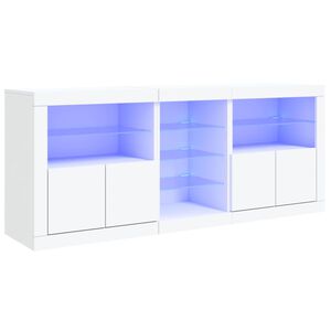 vidaXL Skenkur me&eth; LED Lj&oacute;sum Hv&iacute;tur 181,5x37x67 cm