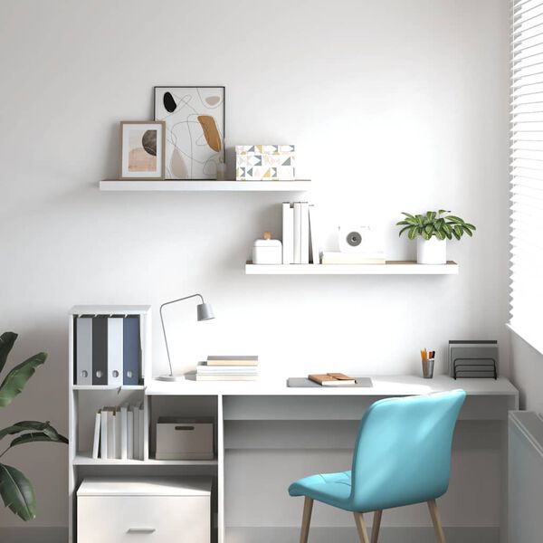 vidaXL Vegghengdar Hillur 2 stk. Eik og Hv&iacute;tur 80x23,5x3,8 cm MDF