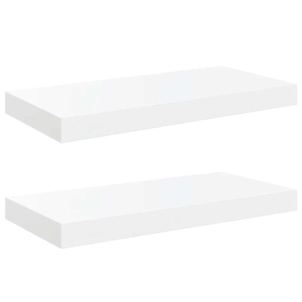 vidaXL Vegghengdar Hillur 2 stk. H&aacute;glans Hv&iacute;tar 50x23x3,8 cm MDF
