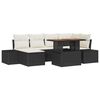 vidaXL Gar&eth;s&oacute;fa sett me&eth; geymslu 7 pcs Svartur Poly rattan