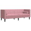 vidaXL Chesterfield s&oacute;fi me&eth; 3 s&aelig;ta bleikum flaueli