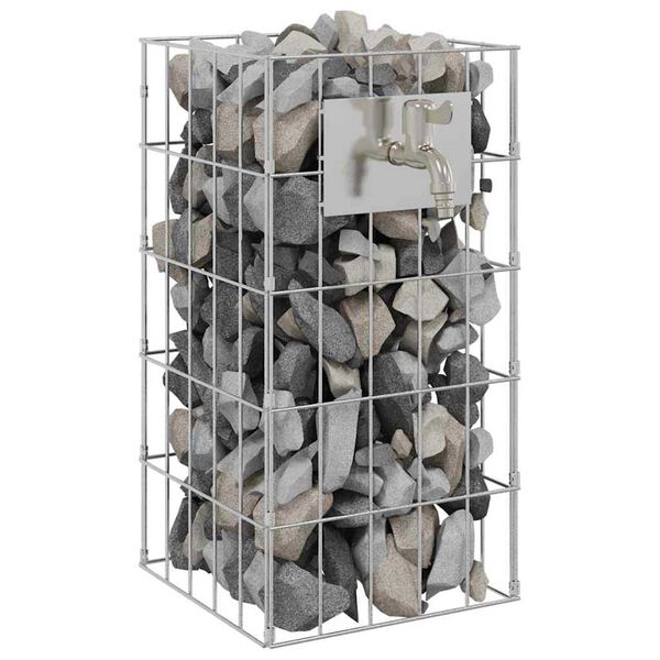 vidaXL Gabion-stolpi Silfur 25 x 25 x 50 cm Ryðfrítt Stál