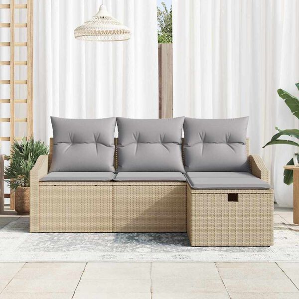vidaXL S&oacute;fasett me&eth; p&uacute;&eth;i 4 pcs p&oacute;l&yacute;rattan