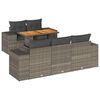 vidaXL 6 -Hluta Gar&eth;s&oacute;fasett me&eth; Sessum Gr&aacute;tt P&oacute;l&yacute;rattan