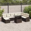 vidaXL Gar&eth;s&oacute;fa sett me&eth; p&uacute;&eth;i me&eth; geymslu 9 pcs Br&uacute;nn Poly rattan