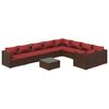 vidaXL 10 Hluta Gar&eth;setustofusett me&eth; Sessum P&oacute;l&yacute;rattan Br&uacute;nt