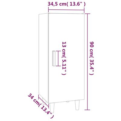 vidaXL Skenkur Svartur 34,5x34x90 cm Samsettur Viður