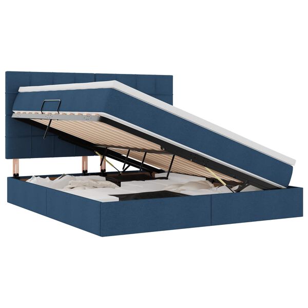 vidaXL R&uacute;m me&eth; geymslur&yacute;mi og LED me&eth; d&yacute;nu Bl&aacute;r 160 x 200 cm P&oacute;l&yacute;ester