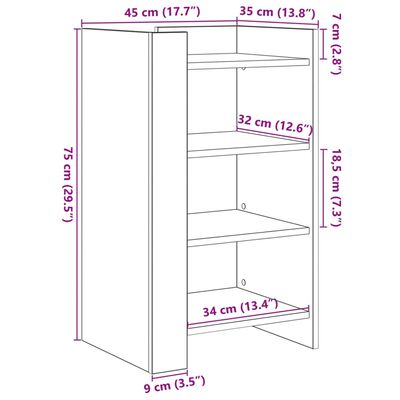 vidaXL Skenkur Sonoma Eik 45x35x75 cm Samsettur Viður