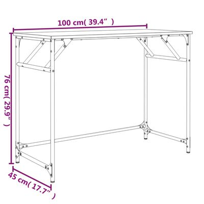 vidaXL Skrifborð Eik 100x45x76 cm Samsettur Viður og Dufthúðað Stál