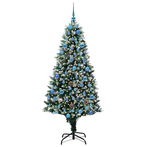 vidaXL Gervi j&oacute;latr&eacute; me&eth; 300 LED Gr&aelig;nn 180 cm PVC, st&aacute;l og plast