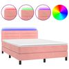 vidaXL H&oacute;lfa&eth; Springr&uacute;m me&eth; D&yacute;nu&LED Bleikur 140x190 cm Flauel