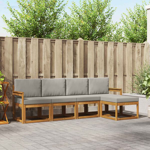 vidaXL &Uacute;ti s&oacute;fasett 5 pcs N&aacute;tt&uacute;rulegt og Lj&oacute;st Gr&aacute;tt Hrein akas&iacute;utr&eacute;