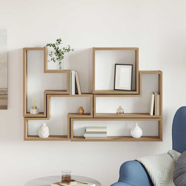 vidaXL Vegghylla Vegghengt me&eth; geymslu Artisan Eik 96 x 12 x 64 cm