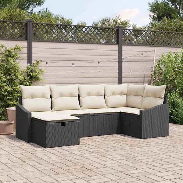 vidaXL Gar&eth;s&oacute;fa sett 6 pcs Svartur 55 x 62 x 69 cm Poly rattan