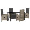 vidaXL Gar&eth;ur bor&eth;sett me&eth; p&uacute;&eth;i 5 pcs Gr&aacute;r p&oacute;l&yacute;rattan