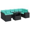 vidaXL 8 stykki gar&eth;s&oacute;fasett me&eth; p&uacute;&eth;um Black Poly Rattan Acacia