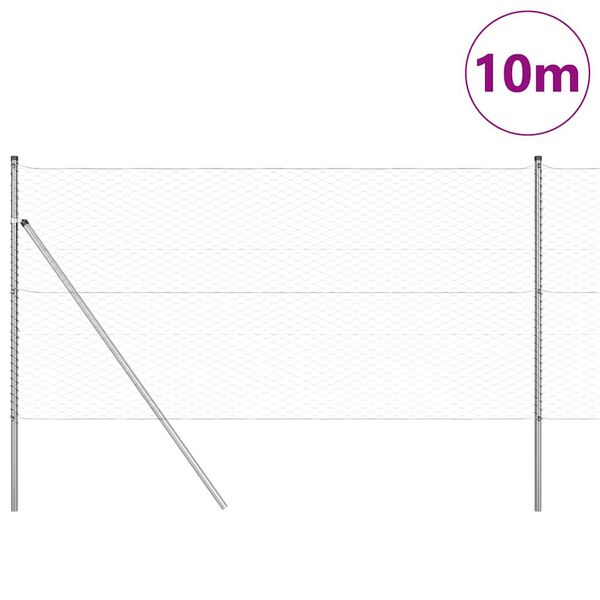 vidaXL Gir&eth;ingarp&oacute;stur Silfur 10 x 1,4 m (36 mm net) St&aacute;l