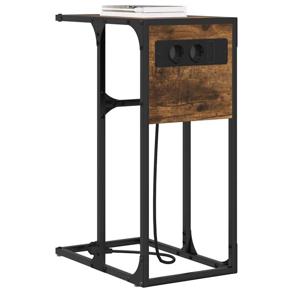 vidaXL Noat&ouml;flu sk&aacute;pur Rau&eth;-eik 41,5 x 26 x 60,5 cm Samsettur vi&eth;ur