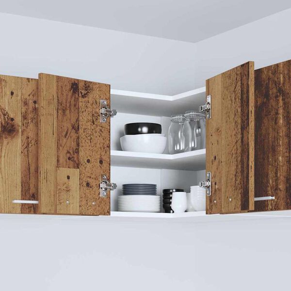 vidaXL Vegghengdur sk&aacute;pur Gamall vi&eth;ur og hv&iacute;t 57 x 57 x 40 cm