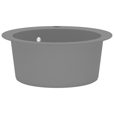 142957 vidaXL Granite Kitchen Sink Single Basin Round Grey