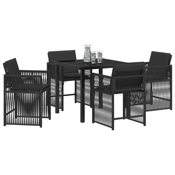 vidaXL Gar&eth;ur bor&eth;sett 5 pcs Svartur p&oacute;l&yacute;rattan