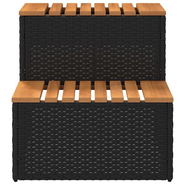 vidaXL heitur pottur Step Svartur 50x50x50,5 cm Poly Rattan