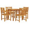 vidaXL Gar&eth;ur bor&eth;sett 5 pcs Br&uacute;nn Gegnheill akas&iacute;uvi&eth;ur