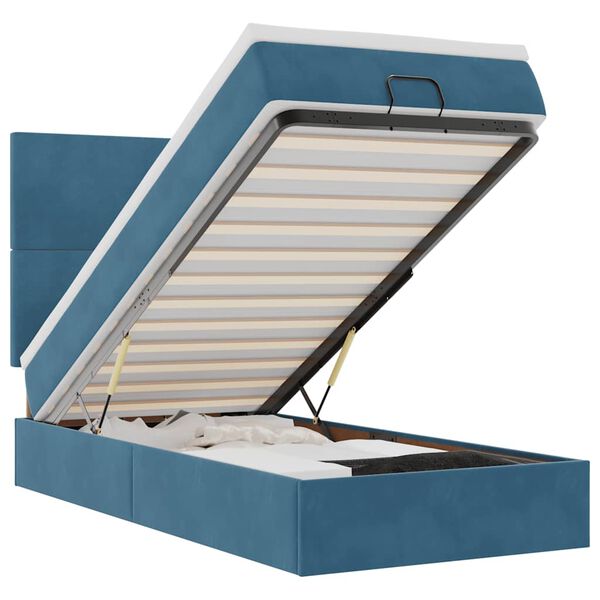 vidaXL Ottoman r&uacute;mgrind me&eth; d&yacute;num D&ouml;kkbl&aacute;r 100x200cm Flauel