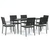 vidaXL 7 Hluta Gar&eth;bor&eth;stofusett me&eth; Sessum P&oacute;l&yacute;rattan og St&aacute;l