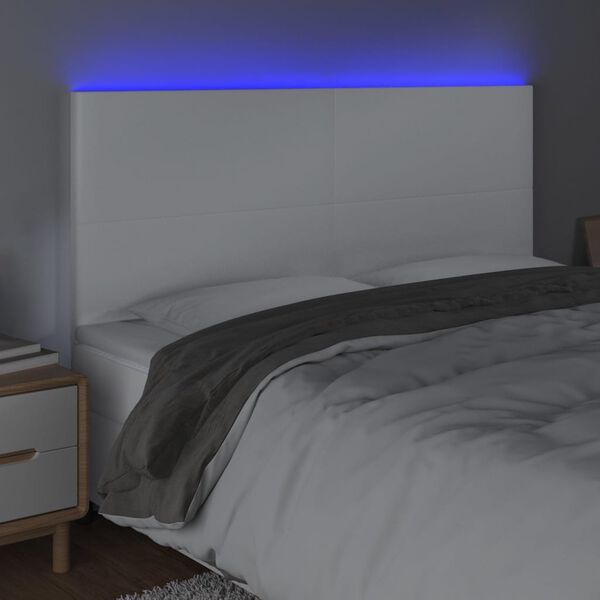 vidaXL LED h&ouml;fu&eth;gafl Hv&iacute;tt 200x5x118/128 cm Le&eth;url&iacute;ki