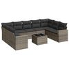 vidaXL 10 Hluta Gar&eth;s&oacute;fasett me&eth; Sessum Gr&aacute;tt P&oacute;l&yacute;rattan