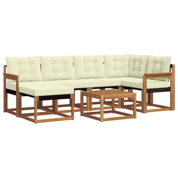 vidaXL &Uacute;ti s&oacute;fasett me&eth; p&uacute;&eth;i 7 pcs N&aacute;tt&uacute;rulegt og Krem