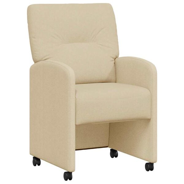 vidaXL Matsalur stólar með hjólum 2 pcs Rjómalitur 57 x 67 x 95 cm